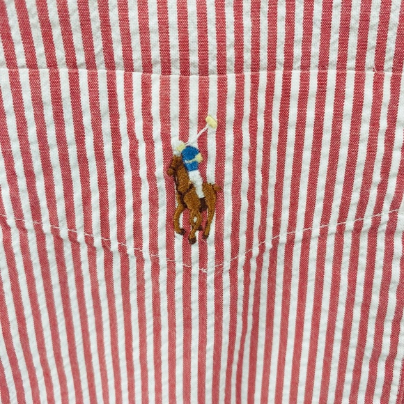 Ralph Lauren Red Striped Casual Button Down Shirt - Picture 3 of 5